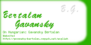 bertalan gavansky business card